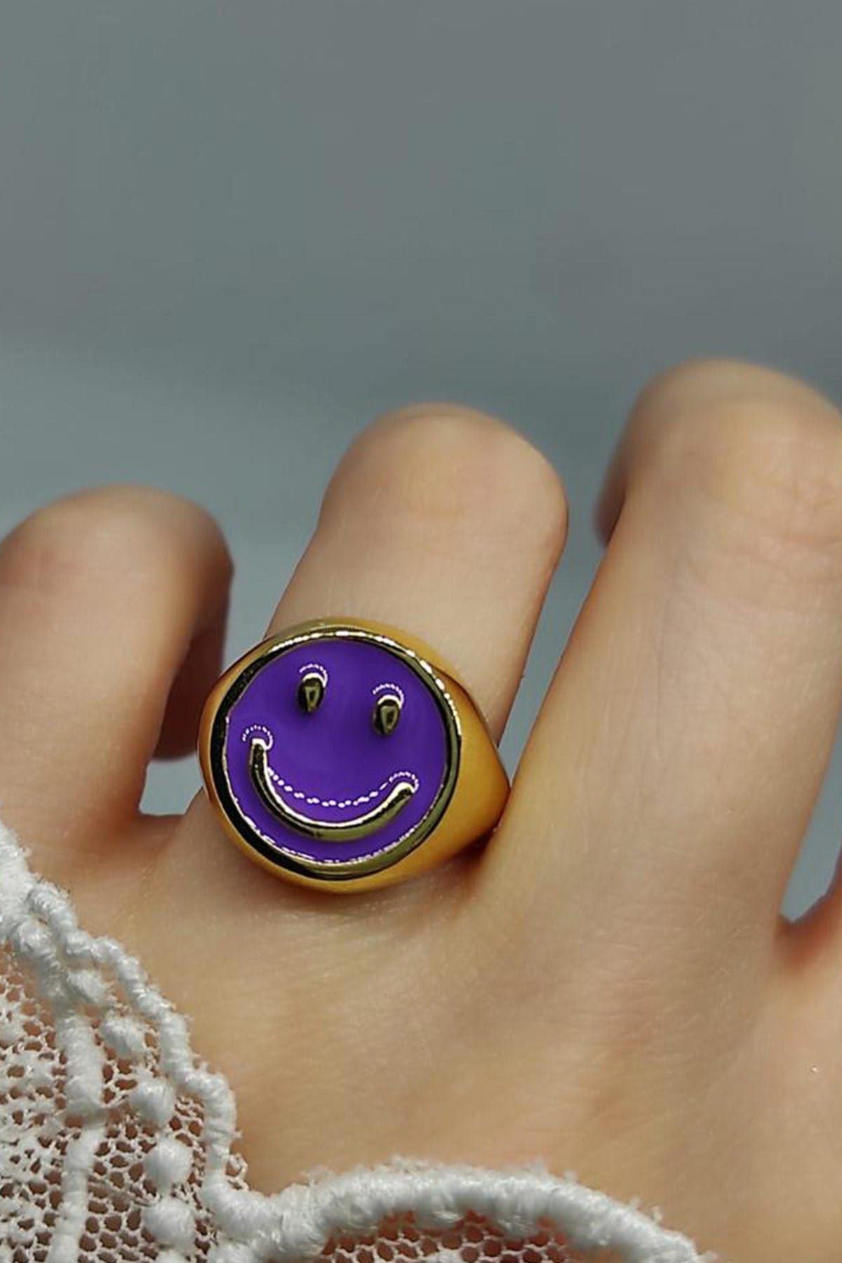 Smile Mineli Ayarlanabilir Yüzük – Mor (3)