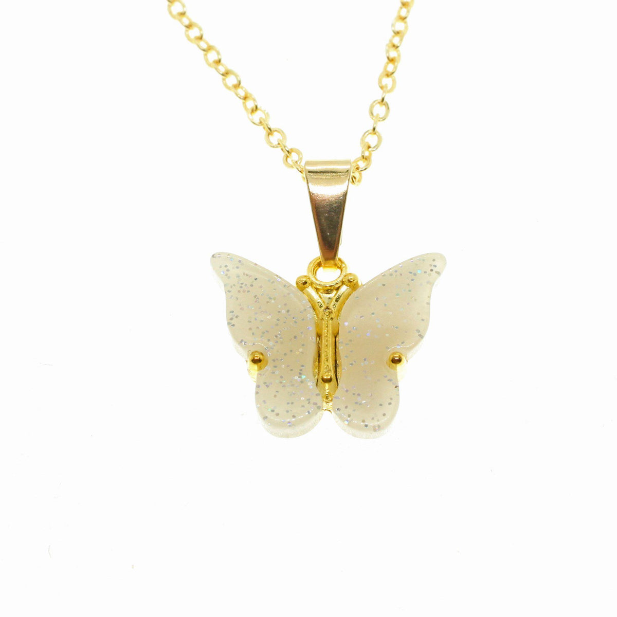 Papillon Zirkon Taşlı Kelebek Kolye – Beyaz