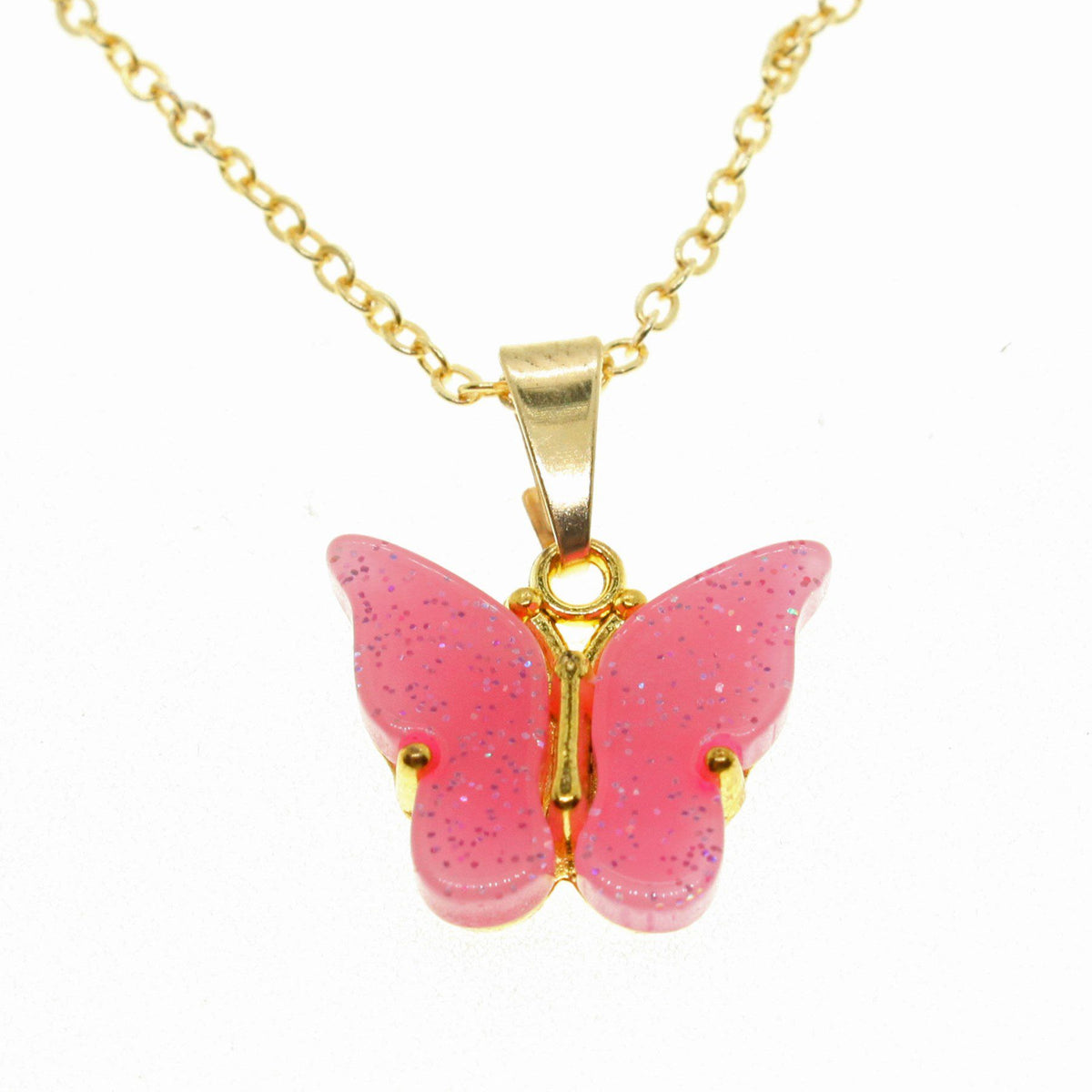 Papillon Zirkon Taşlı Kelebek Kolye – Pembe