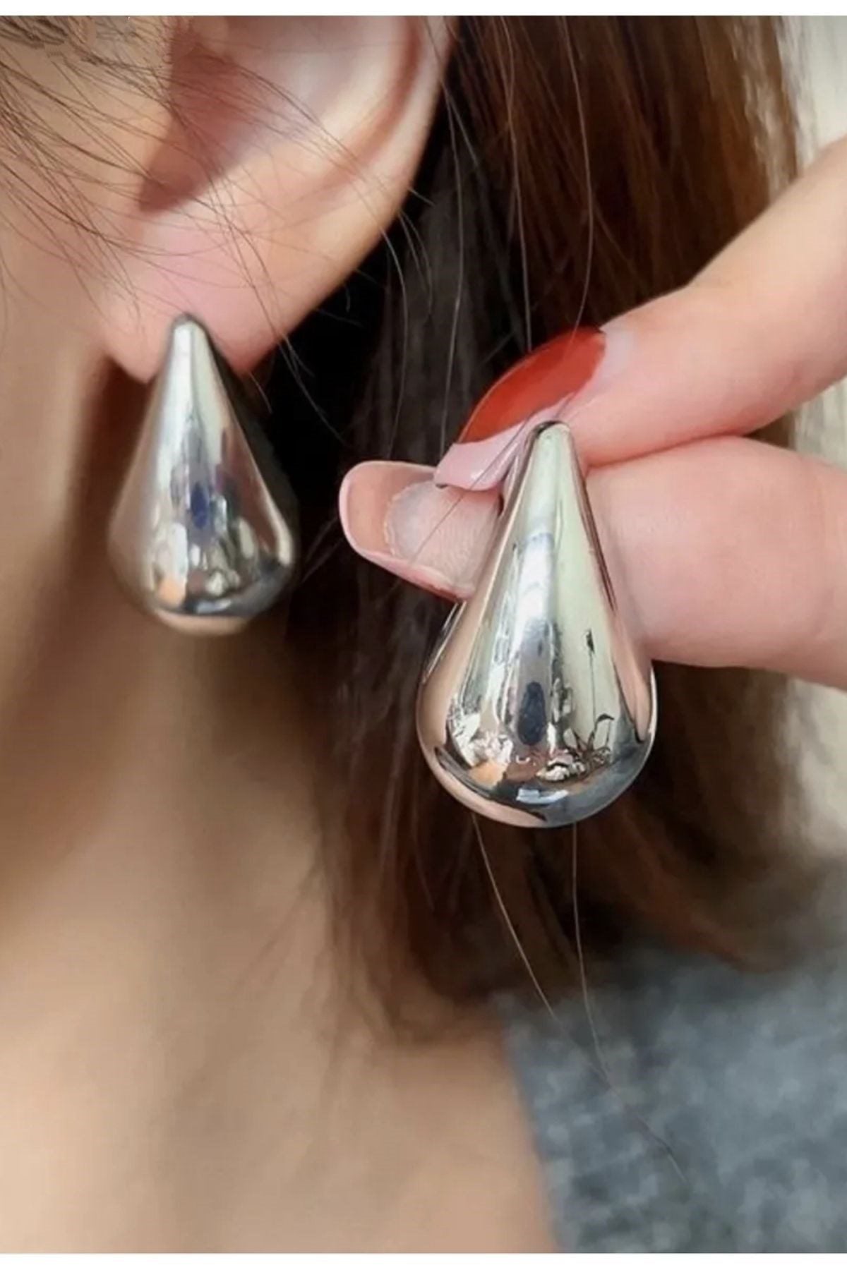 Goutte Damla Küpe – Gümüş