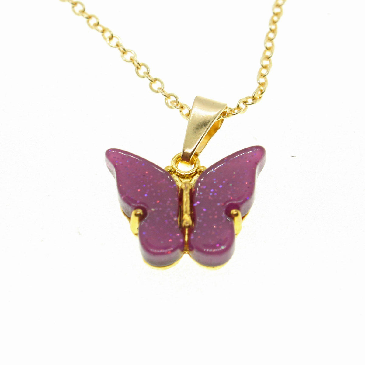 Papillon Zirkon Taşlı Kelebek Kolye – Mor