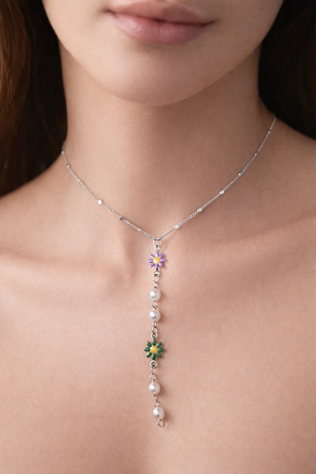 Blossom İnci Çiçek Kolye – Gümüş (2)