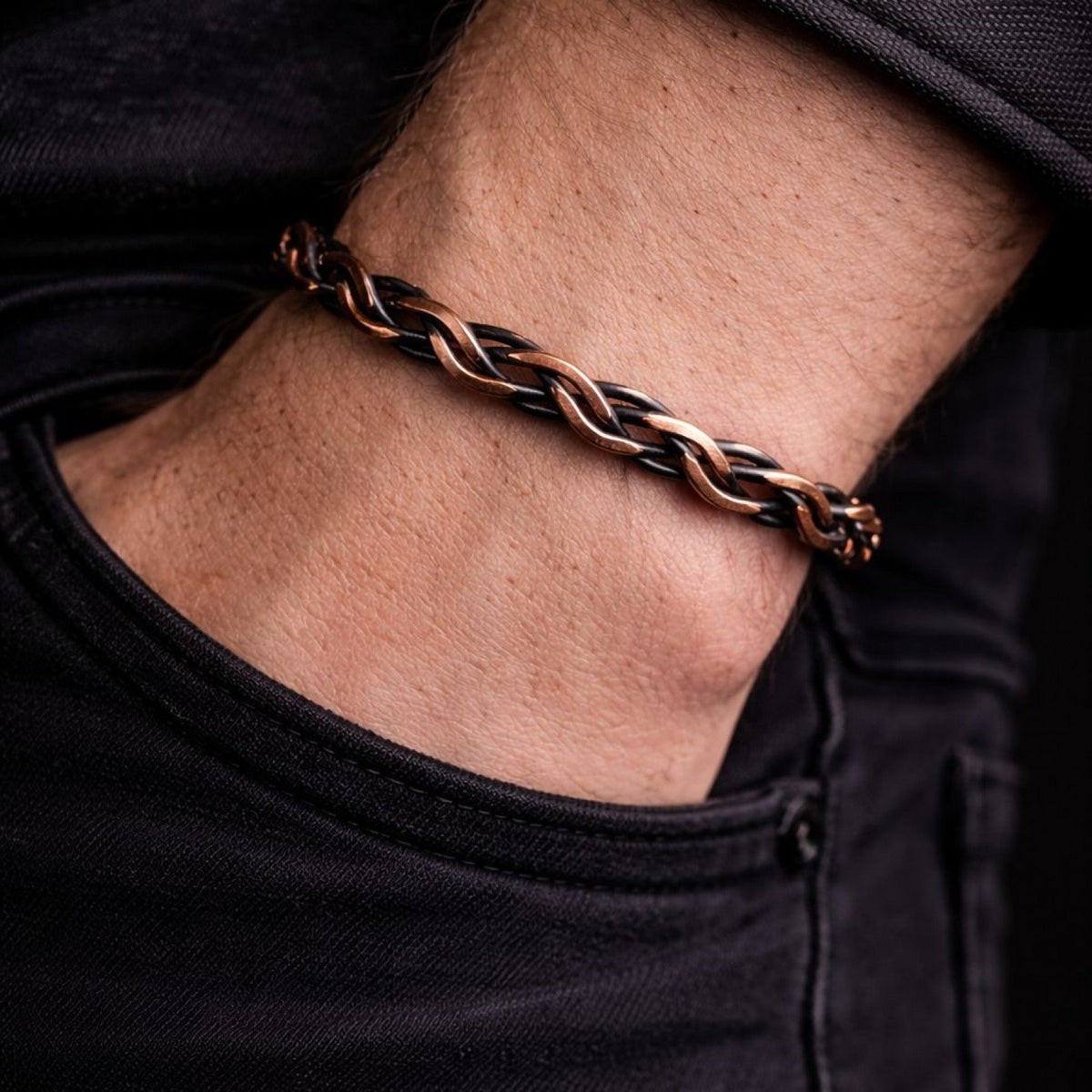 Çok Telli Örgü Bakır Bileklik Ayarlanabilir Cuff