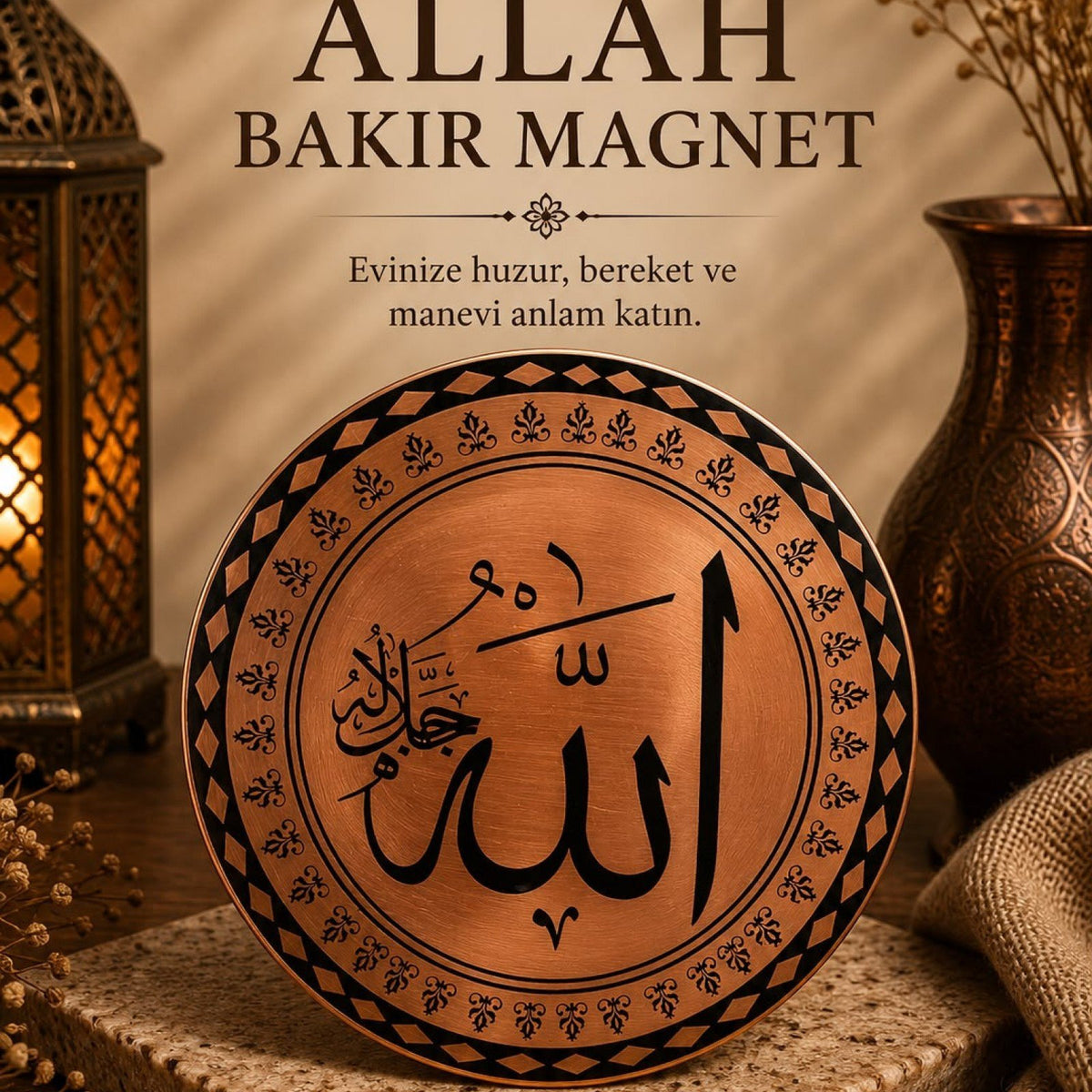 Selçuklu Motifli Allah Lafzı Bakır Magnet