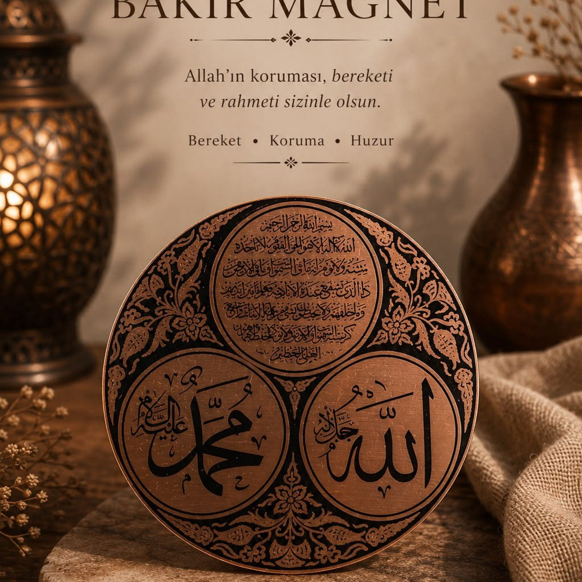 Üç Kutsal Dua Ayetel Kürsi Saf Bakır Magnet